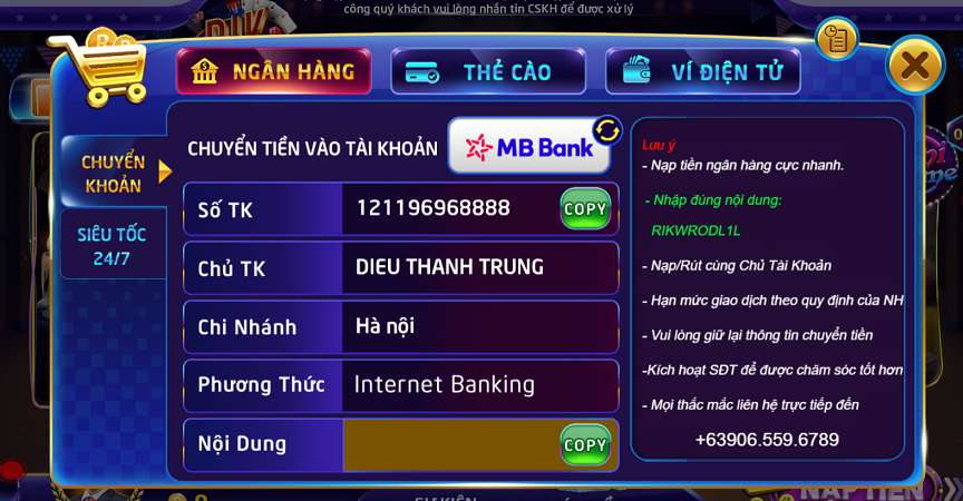 P3bet cung cấp dịch vụ nạp và rút tiền nhanh chóng và chính xác - P3bet